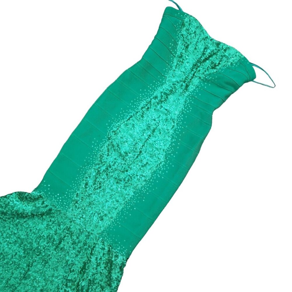 Alberto Makali Green Mermaid Dress Sequin Size  2 Maxi Formal Bodycon